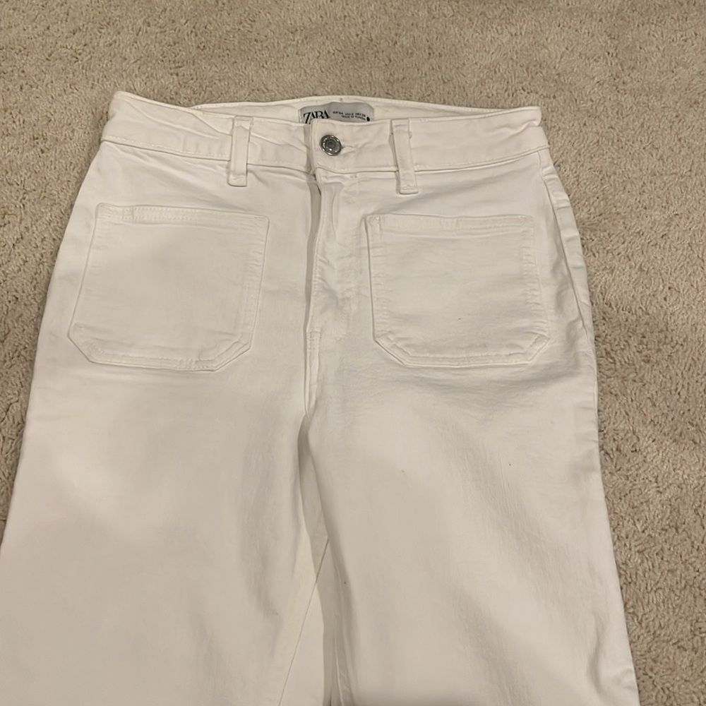 Zara White Sailor Flare Jeans